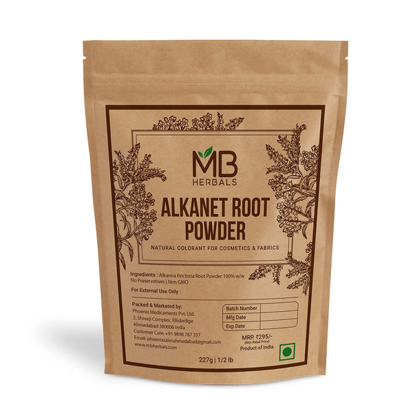 MB Herbals Alkanet Root Powder - 8 oz / 227 Gram Natural Coloring Agent for Cosmetics & Fabrics, Hair Growth