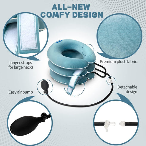 Cervical Neck Traction Device for Neck Pain Relief, Inflatable Neck Stretcher Traction Collar for Neck Decompression,