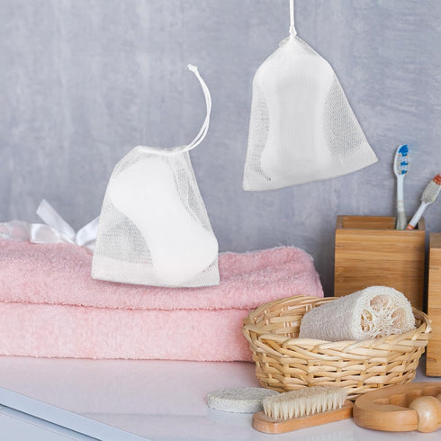 Giantree 20 Pcs Soap Bag, Soft Shower Soap Pouch Saver with Drawstring for Bath and Shower