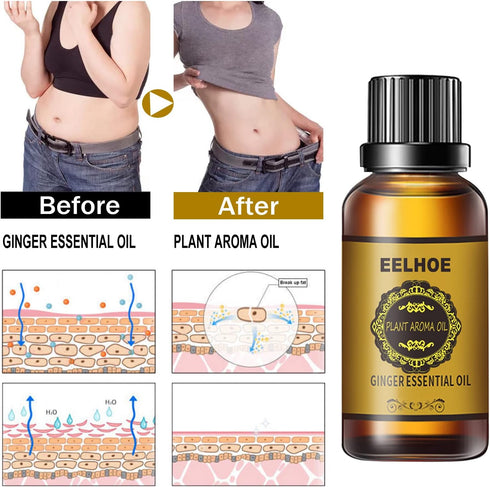 HuaQing 30 ML Belly Drainage Ginger Oil, Promote Blood Circulation Metabolism SPA Lymphatic Drainage Massage Oil.