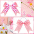 MTLEE 20 Pieces Pink Breast Cancer Awareness Cheer Hair Bows, 7.5 Inch Large Elastic Scrunchies