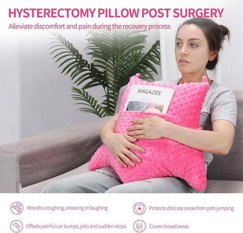okmaba Packs, Hysterectomy Recovery Pillow with Pocket for Ice/Hot Abdominal Surgery Support Cushion with Adjustable