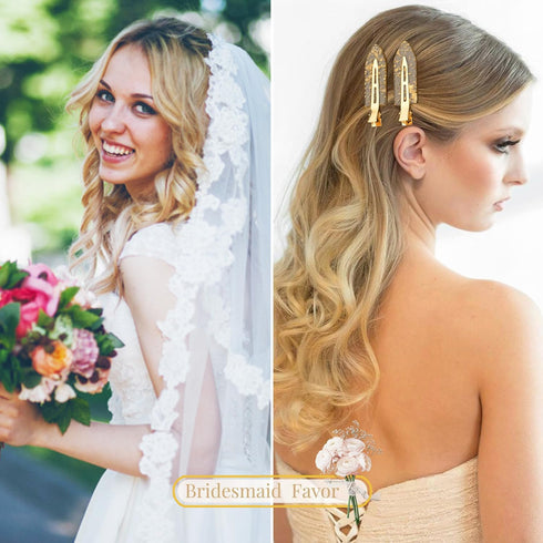 No Bend Hair Clips, 5PCS 7PCS 9PCS Bridesmaid Proposal Gifts, Gold Glitter Hair Clips for Wedding