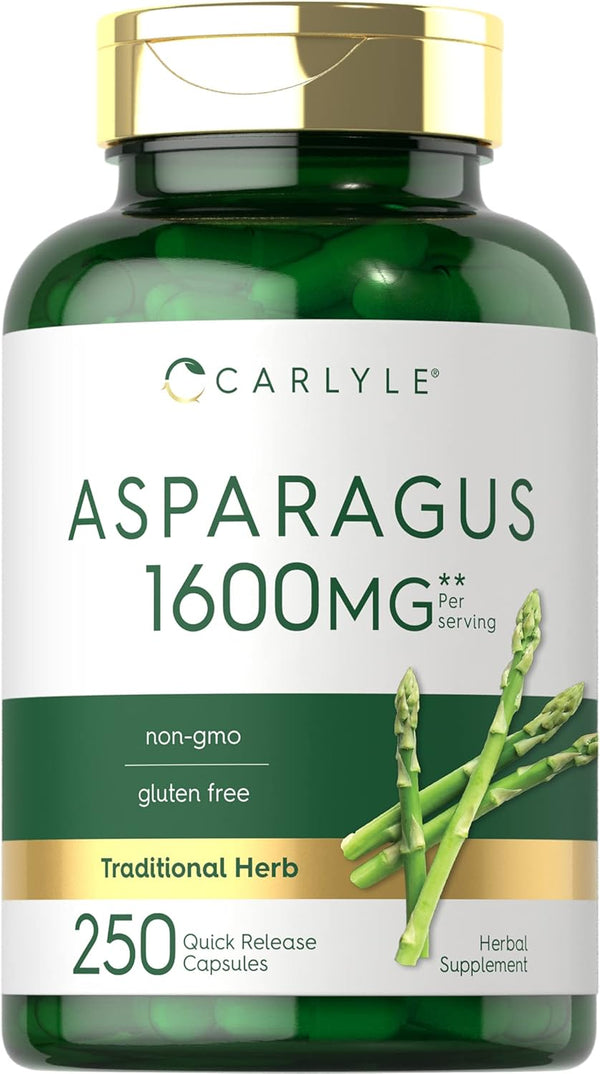 Carlyle Asparagus Supplement - 1600mg, 250 Powder Capsules, Non-GMO and Gluten Free, High Potency Traditional Herb