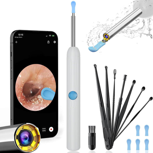 Ear Wax Removal Tool with Camera, 1080P Ear Cleaner with 6 LED Light and 8 Ear Picks for iPhone, iPad, Android