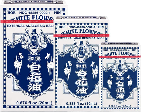 White Flower Analgesic Balm Oil Combo (20ml+10ml+2.5ml) for Muscle Joints Pain Relief, Eucalyptus Lavender Peppermint