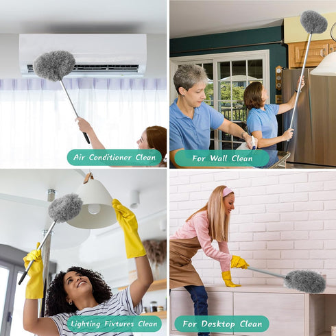 Ceiling Fan Cleaner Duster, Reusable Microfiber Blade Cleaner with Extendable Long Handle (Gray)