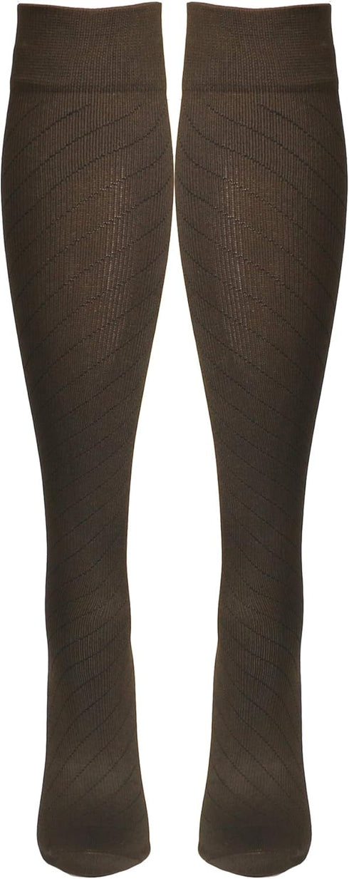 NuVein Compression Socks for Men and Women, Medical Grade 15-20 mmHg, Knee High, 1 Pair, Brown, Small