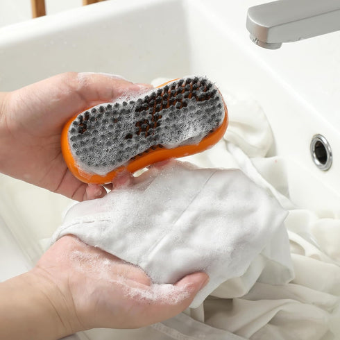 Laundry Stain Brush 2 Pack, Two-Side Soft Bristle Scrub Brush for Stain Removal, Silicone Household Washing Brush