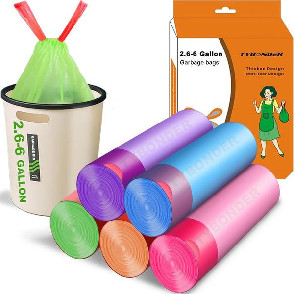 TYBONDER Small Trash Bags 2.6-6 Gallon Thicken Drawstring Trash Bags 4 Gallon Extra