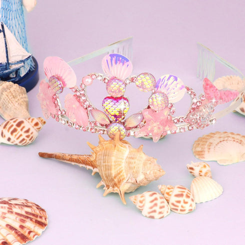 Mermaid Crown Seashell Headbands for Women, Fish Scale Hair Accessory for Parties