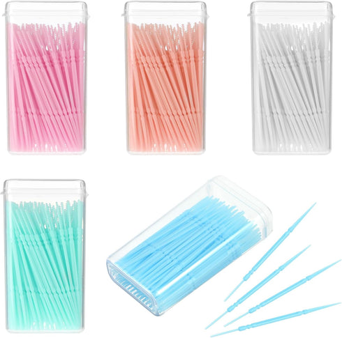 500pcs Double Head Dental Floss Interdental Brush - 2-in-1 Disposable Plastic Multicolor Dental Picks
