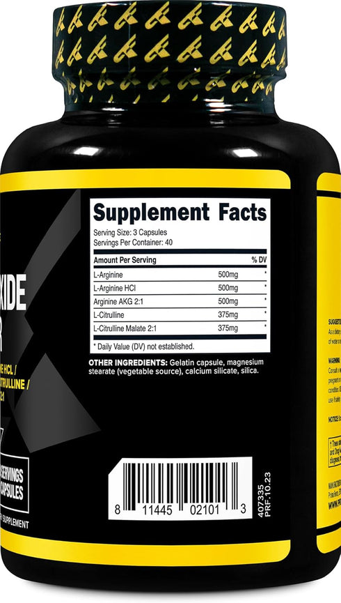 Primaforce Nitric Oxide Booster, 2,250mg, 120 Capsules, 40 Servings for Pre-Workout and Post-Workout