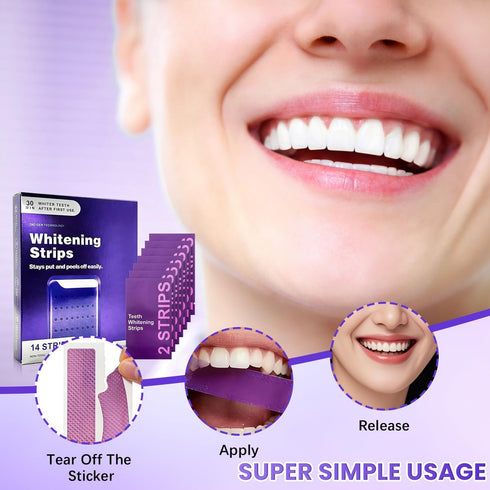 Silent Grind Pro (28 Purple Teeth Whitening Strips Strips) Purple Whitening Strips, Portable Whitening Strips Purple