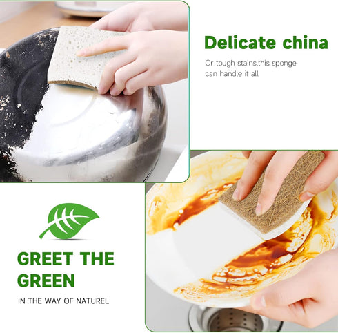 10 Pack No-Scratch Eco-Friendly Dish Sponges, Natural Kitchen Sponges for Washing & Cleaning