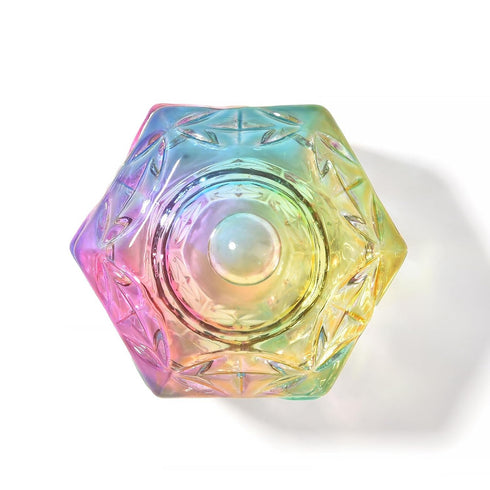 KADS 6Pcs Mini Colorized Glaze Nail Art Dappen Dish, Hexagon Crystal with Cap
