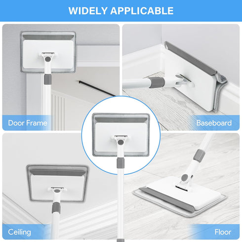 DELUX Baseboard Cleaner Tool with Handle, Extendable Long Handle, 4 Reusable Cleaning Pads for Walls & Floors