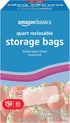 Amazon Basics Quart Food Storage Bags, Stand & Fill, 150 Count Pack