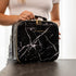 Makeup Train Case, Travel Cosmetic Organizer Bag with Adjustable Dividers for Brushes and Toiletries (1, Marble, Small)