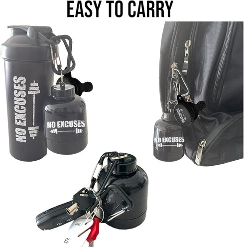 Protein Shaker Bottle for Protein Mixes, Travel Container with Gym Keychain Included for Pre Workout