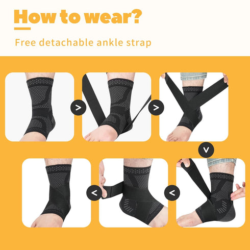 JIUFENTIAN Ankle Brace for Women an Men Adjustable Compression Sleeve (Pair)-Ankle Support Heel Brace for Achilles