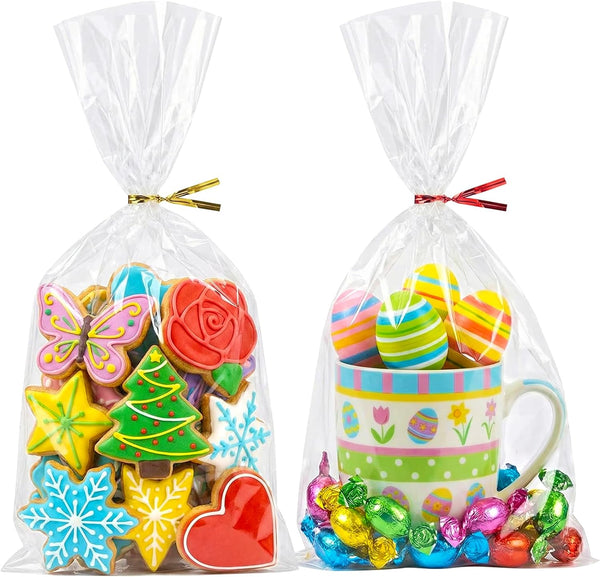 Morepack Cello Cellophane Treat Bags,200 Pieces 7x13 Inches Clear Plastic Gift Bags