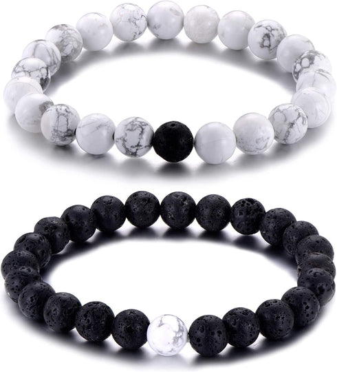Softones Womens Lava Stone Distance Bracelets for Men Aromatherapy Anxiety Essential Oil