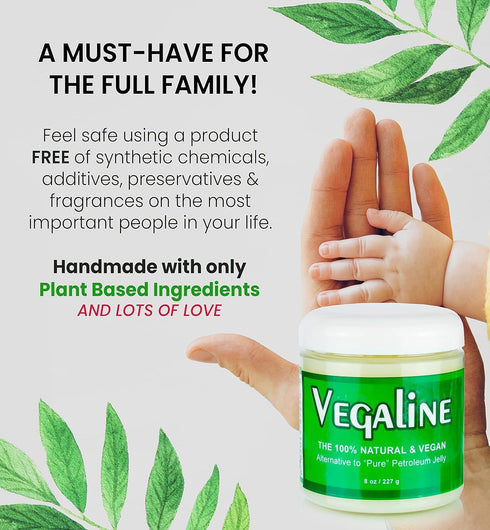 Vegaline - 100% Natural, Vegan Alternative to Petroleum Jelly for Lips, Hands, Makeup Remover (2 oz)