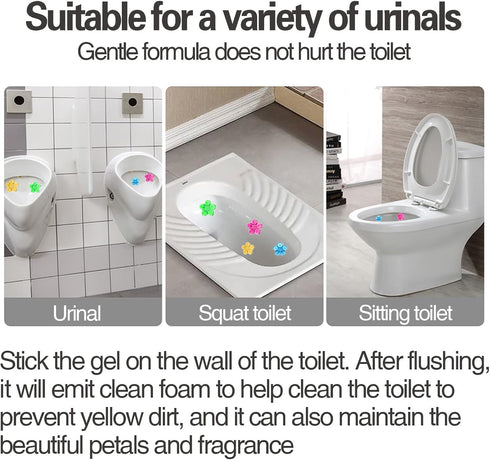EKE Toilet Gel - Toilet Stain Removal Cleaning Air Freshener, 72 Flower Stamps, Pack of 6 Scents