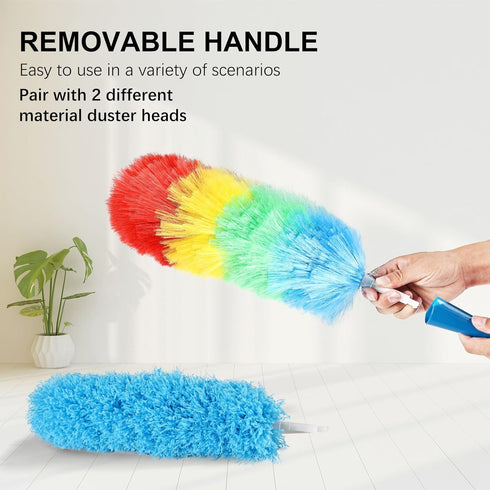 Rainbow Static Duster, 24 Inch Reusable Microfiber Electrostatic Duster, Washable Head for Home and Car Cleaning