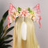 MOSTORY Flower Crown with Butterfly Fairy Wings Headband, Elf Woodland Hairband for Renaissance Cosplay Halloween