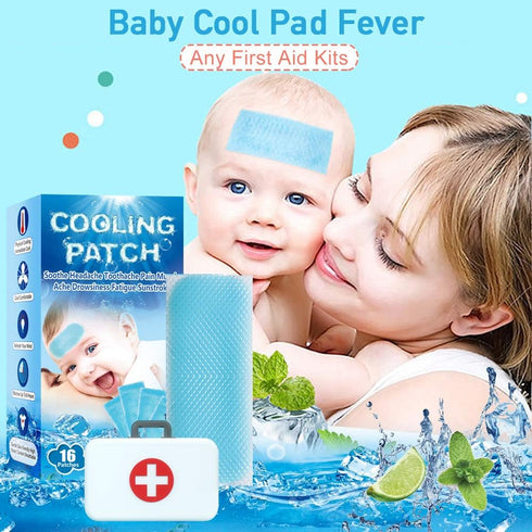 16 Sheets Baby Cool Pads for Kids - Fever Discomfort & Pain Relief, Cooling Relief Fever Reducer, Pack of 16