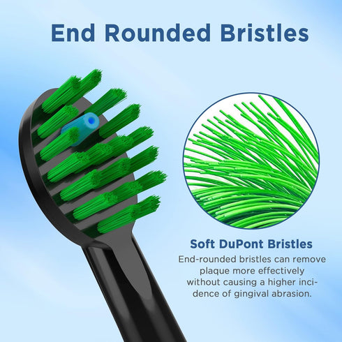 Replacement Toothbrush Heads for Waterpik Sonic Fusion Models (SF-01, SF-02, SF-03, SF-04), 5 Count, Black