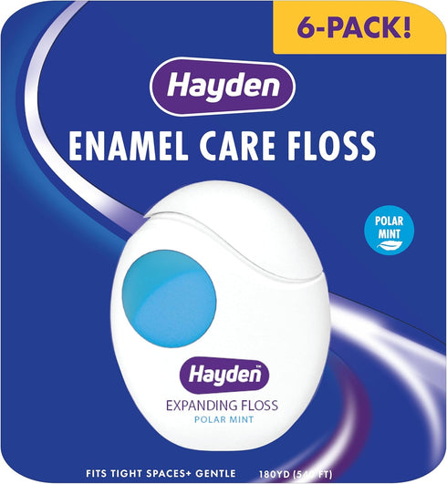 Hayden Enamel Care Dental Floss for Sensitive Mouths, Mint Flavor, 30 Yards per Unit (Pack of 6)