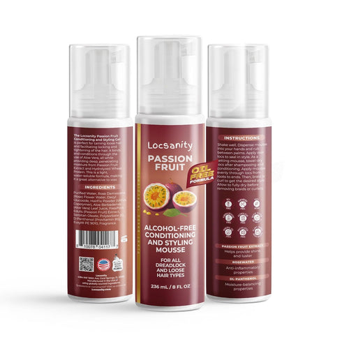 Locsanity Passion Fruit Alcohol-Free Conditioning Mousse for Dreadlocks, Locs, and Loose Natural Hair