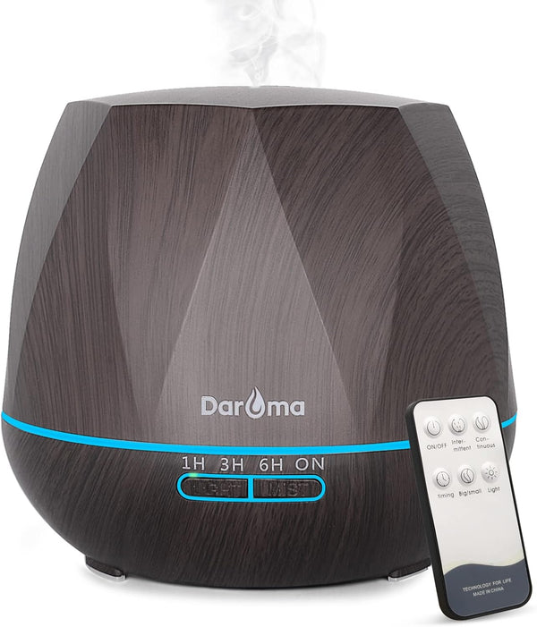 DAROMA 550ml Essential Oil Diffuser, Upgraded Remote Control 6 in 1 Aromatherapy Humidifier, Dark Wood