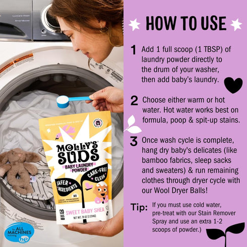 Molly's Suds Baby Laundry Detergent Powder | Removes Formula, Poop & Spit-Up Stains | Extra Gentle for Newborns (Sweet