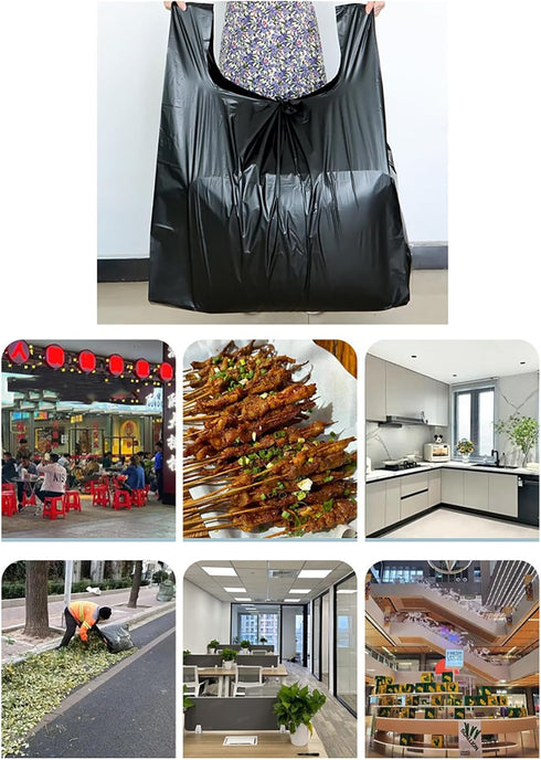YIHUANYIFA 100 Counts 8-10 2 (8-10Gallon) Ultra Strong Gallon Black Trash Bags Mils Multi-Use Bin Liners Food Scrap