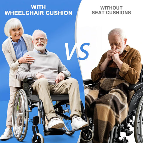 HeiWecan 18''x16''x 3'' (2-Piece Set) Wheelchair Cushions, Gel Wheelchair Seat Cushion with Lumbar Pillow, for Relieve