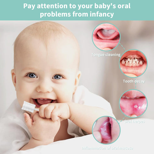 Infant Tongue Cleaner Skim Gauze 105PCS + 2 Finger Cot Baby Toothbrush with Box for Newborn Oral Care