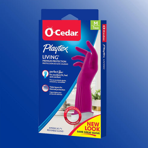 Playtex Living Drip-Catch Cuff Gloves, Medium, 2 Pairs, Reusable Household Protection