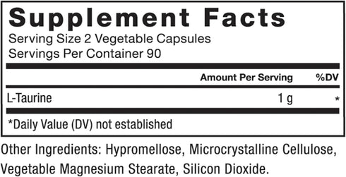 FORCE FACTOR Taurine Supplement | 500mg Capsules | Vegan, Non-GMO | Antioxidant for Nervous System Health
