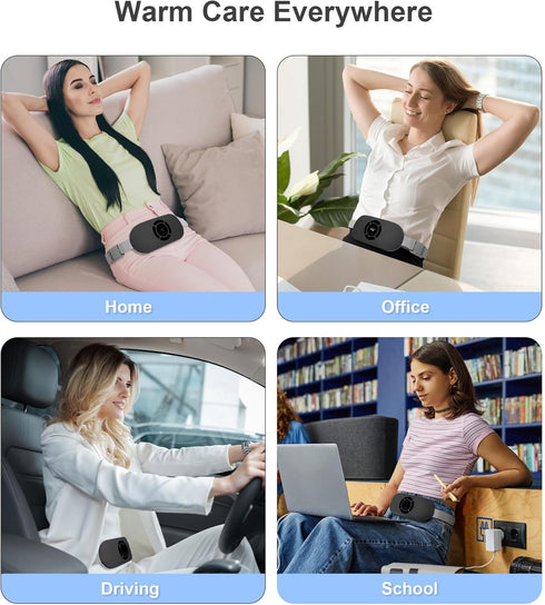 xinjue 6 6 3s Portable Cordless Heating Pad for Period Cramps, Voice Reminder Menstrual Heating Pad with Heat Levels