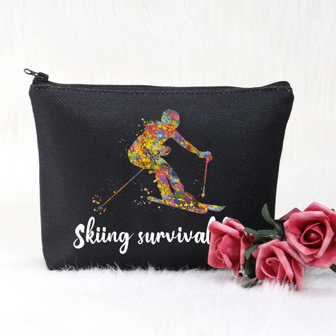 POFULL Skiing Bag, Skiing Team Gifts Survival Kit for Ski Lover, Cosmetic Bag