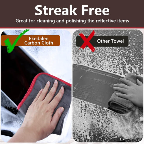 Carbon Cloth Lint Free Glass Cleaning Cloth, Streak Free Microfiber Rag for Window Polishing, Pack of 6, 16"x12"