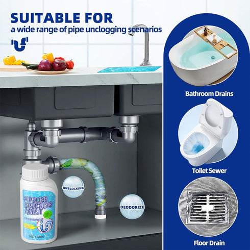 iekufes 1PCS Multi-Purpose Pipeline Dredging Agent, Toilets, Bathroom Drains & Floor Pipes | Safe for All Pipe Types