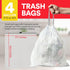 Small Trash Bags 4 Gallon Drawstring - 57 White Unscented Garbage Bags | Plastic Trash Can Liners for Bathroom Cleaning