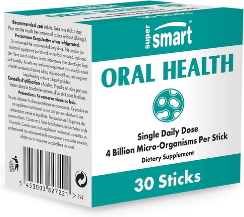 Supersmart - Oral Health Probiotics, 4 Billion CFU per Day, Dental Health & Bad Breath Treatment, 30 Sticks