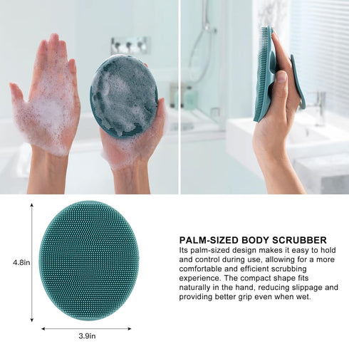 INNERNEED Soft Silicone Body Cleansing Brush, Gentle Exfoliating Shower Scrubber for All Skin Types (Dark Green)