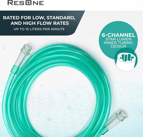 ResOne 25Ft Oxygen Supply Tubing, Crush Resistant, Standard Connectors for Nasal Cannulas
